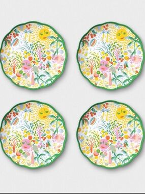 4 Vibrant Tropical Scalloped Edge Melamine Plates from Roller Rabbit × Target